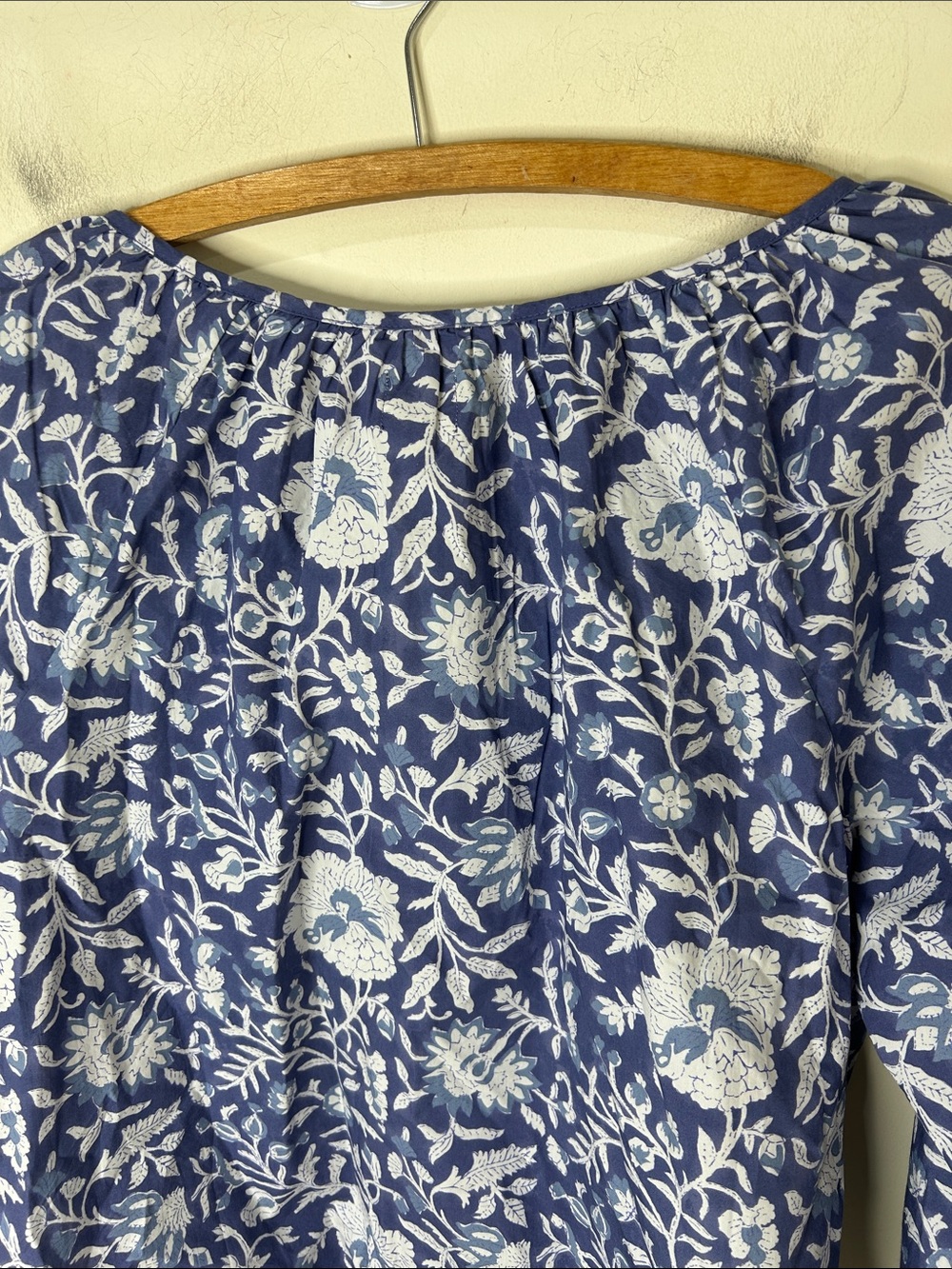 MAREA by Liz Joy Floral Cotton Blouse Top XS Blue White - Picture 10 of 13